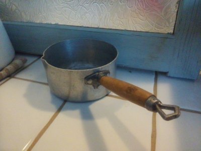 画像1: フランス アンティーク ままごと用 アルミ片手鍋