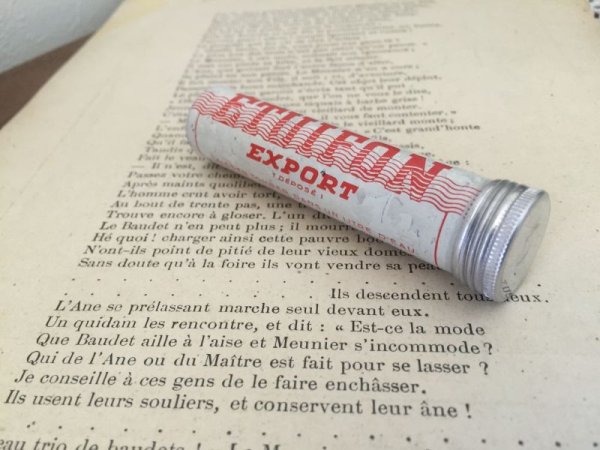 画像1: フランス アンティーク 小さなアルミ缶 筒型 OR (1)